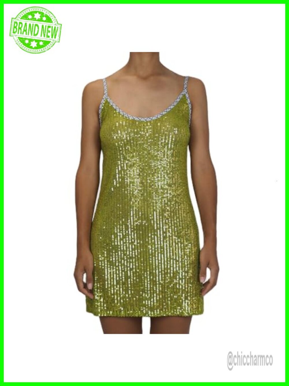 Women Sparkle Sequin Mini Dress Spaghetti Strap Glitter Slip